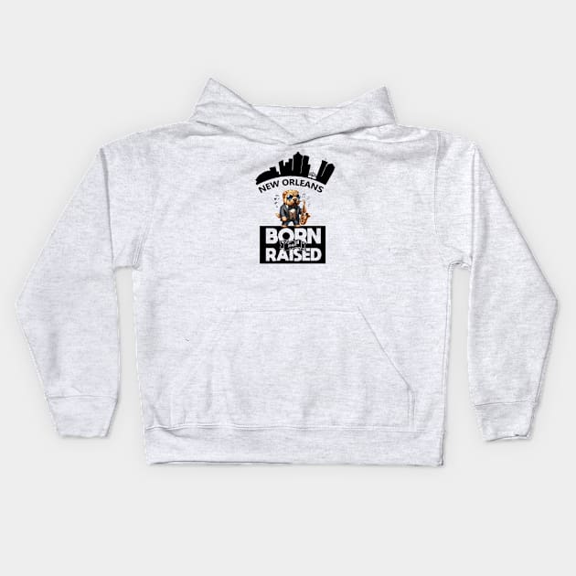 Jazz Shar Pei New Orleans Born And Raised Kids Hoodie by  Big Foot Shirt Shop